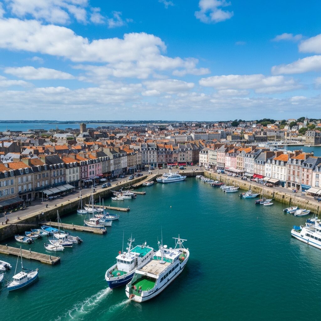Vue aérienne du port de Lorient en Bretagne
