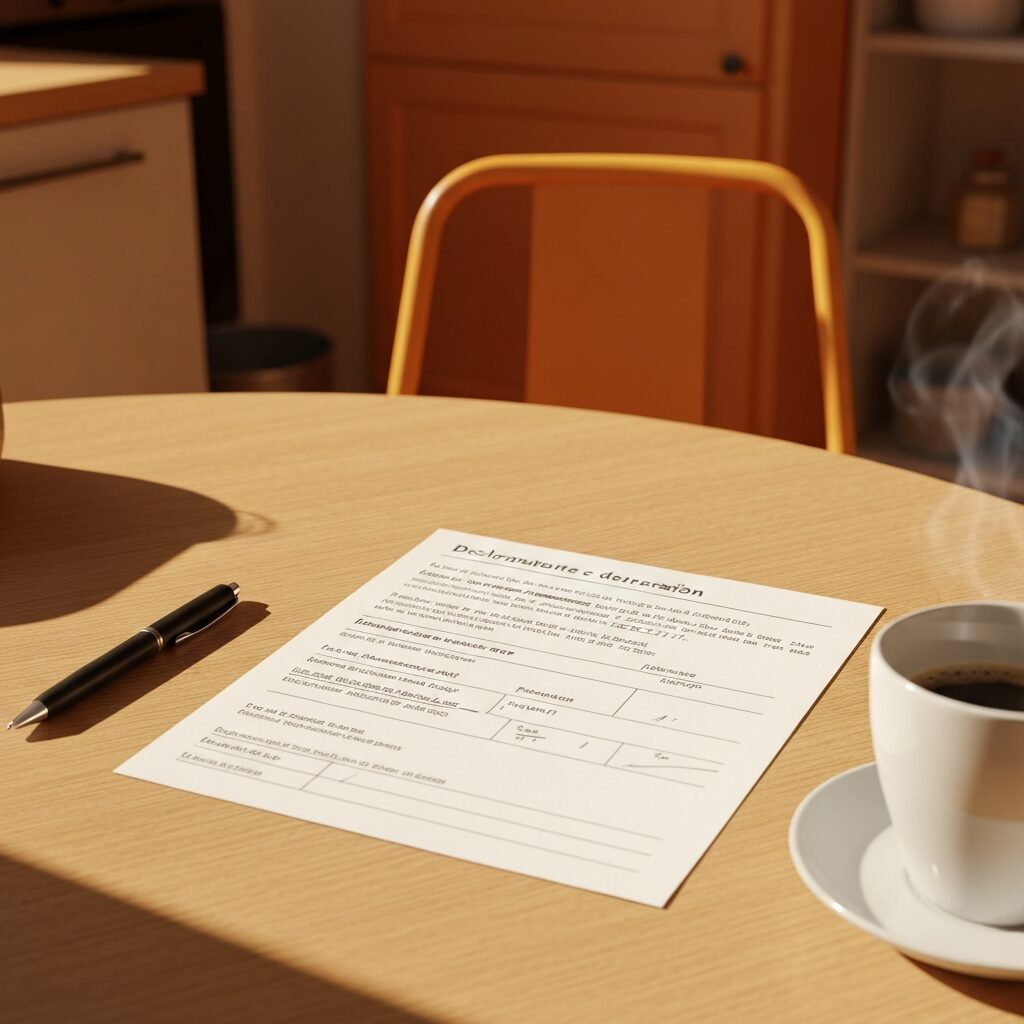 Formulaire de déclaration fiscale avec stylo et tasse de café