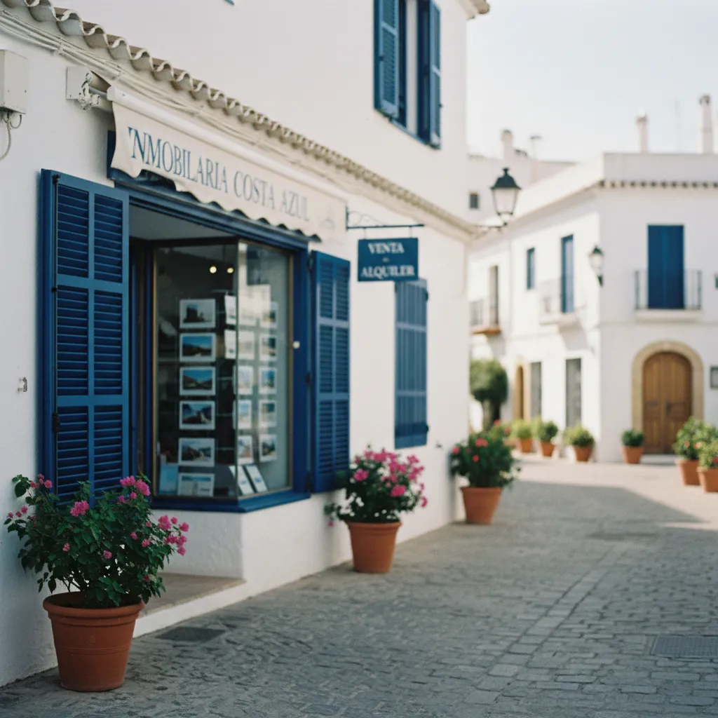 Vitrine d'une agence immobilière sur le littoral espagnol