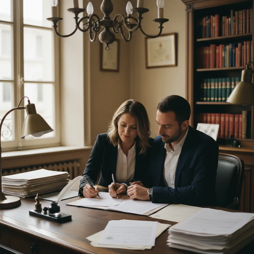 La signature chez le notaire intervient environ trois mois après le compromis de vente