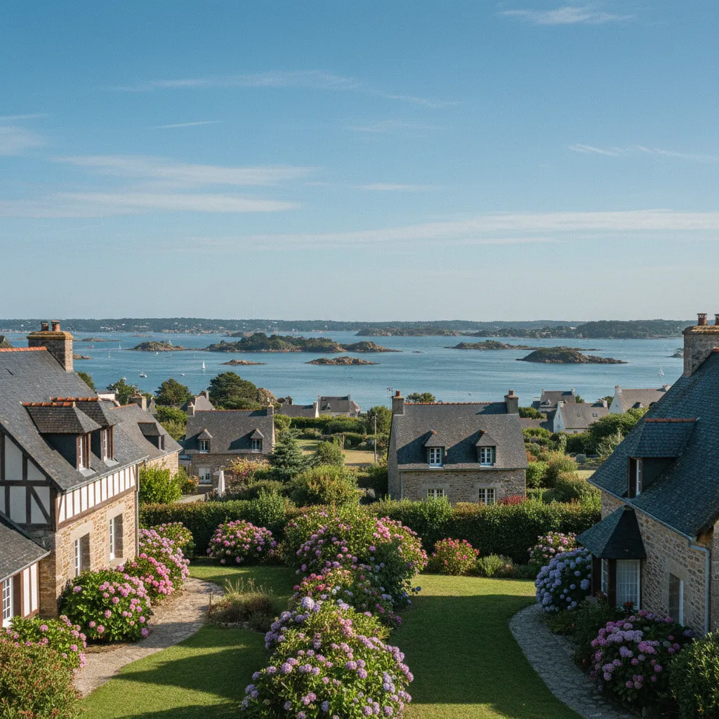 Vue sur le Golfe du Morbihan depuis un quartier résidentiel de Vannes
