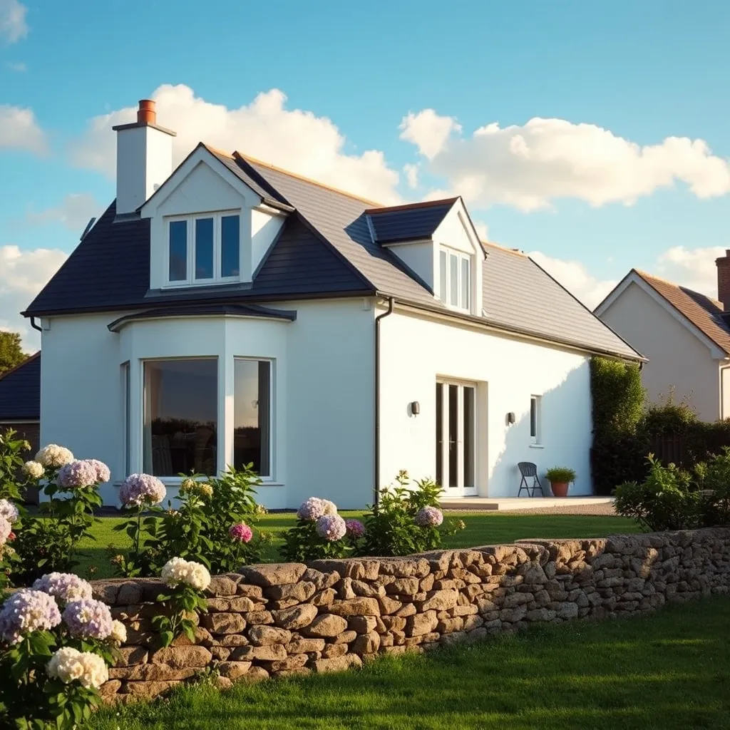 Maison contemporaine neuve avec toiture ardoise typique de la Bretagne