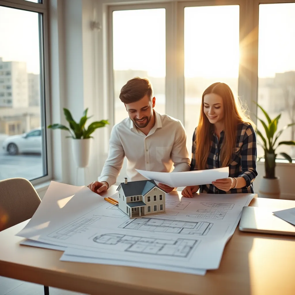 Étude des plans avec le constructeur avant le lancement du chantier