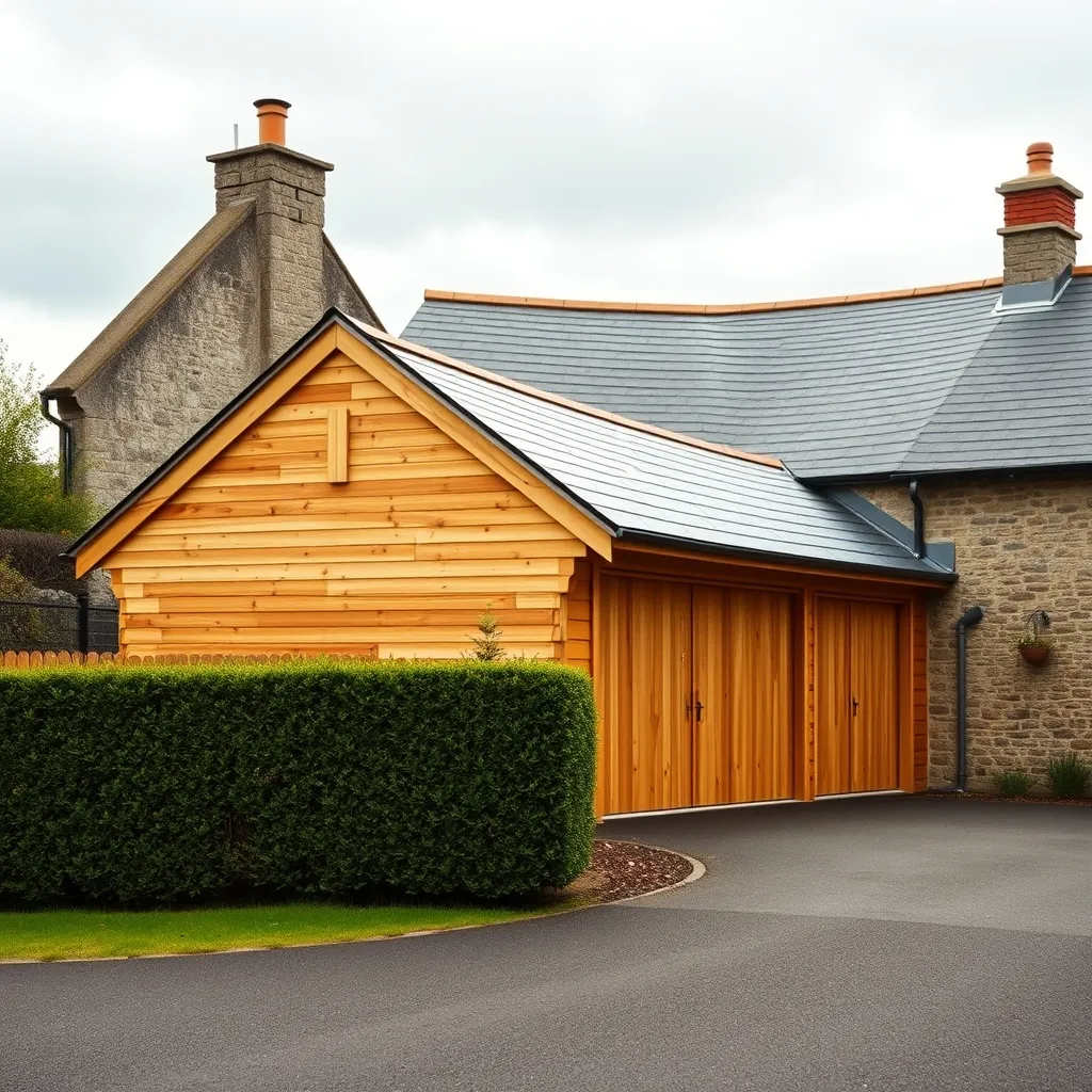 Un garage accolé à une maison bretonne, réalisable sous déclaration préalable en zone PLU