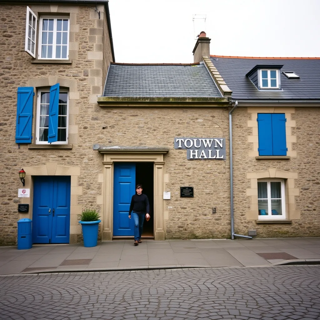 Dépôt du dossier de permis de construire à la mairie d'une commune bretonne