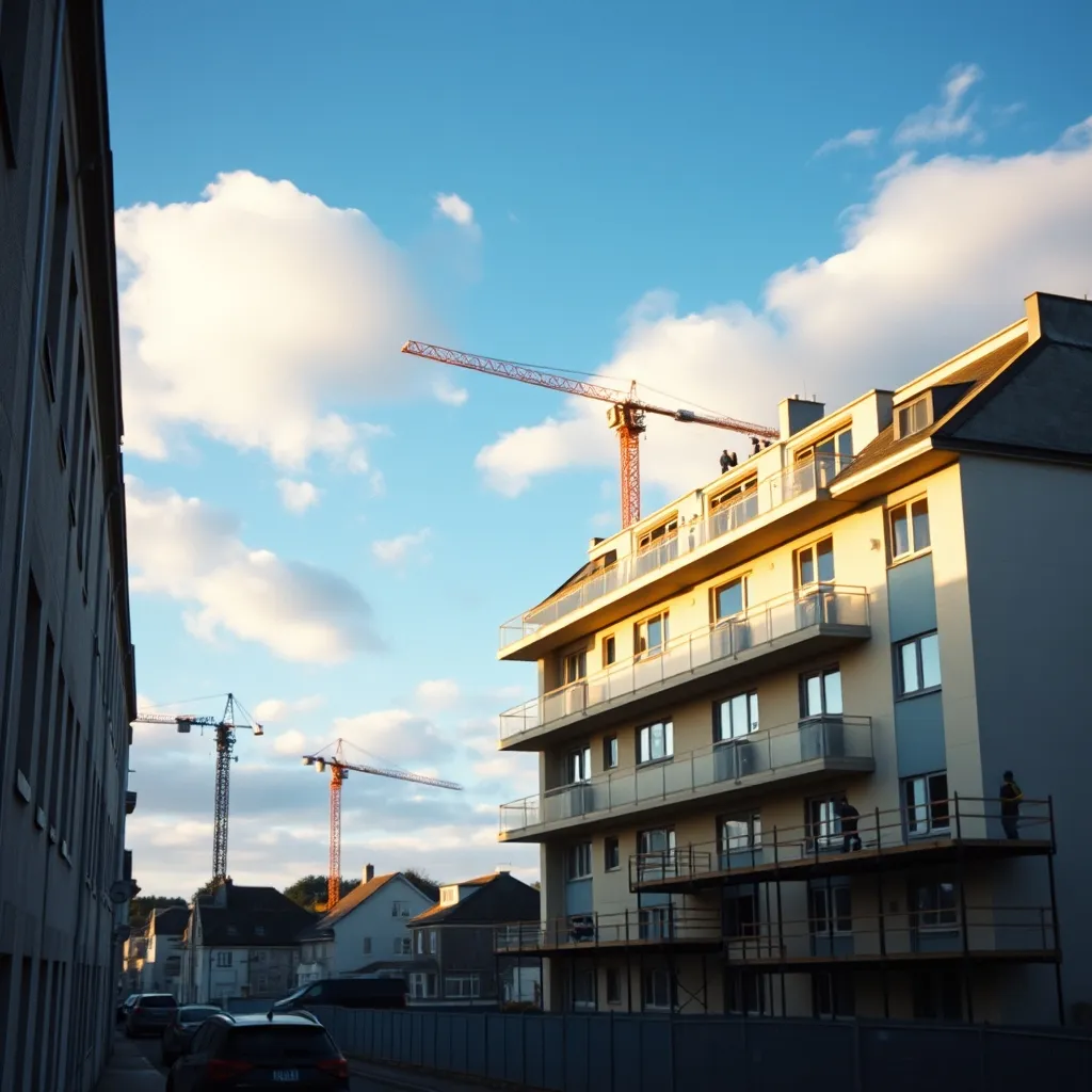 Programme immobilier neuf en construction dans un quartier résidentiel de Saint-Malo