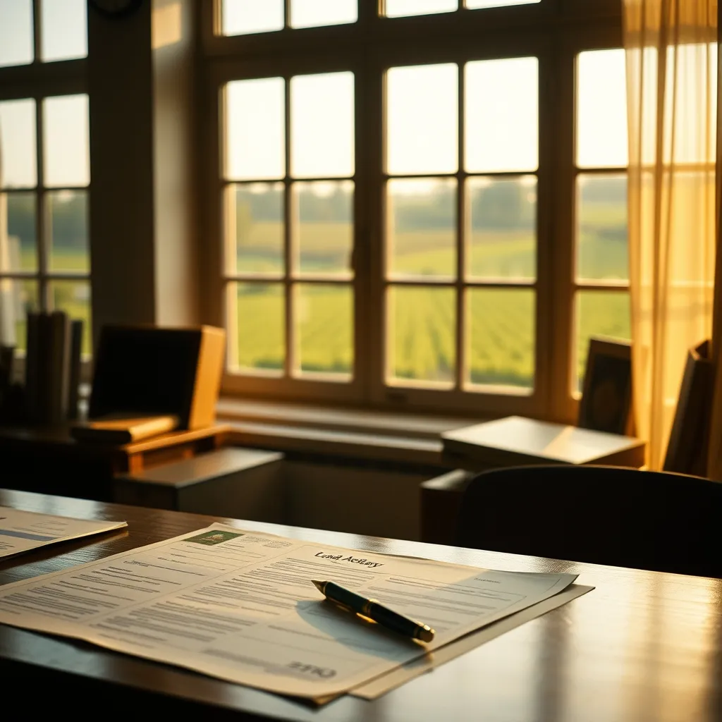 Signature de l'acte de vente chez le notaire pour un terrain agricole