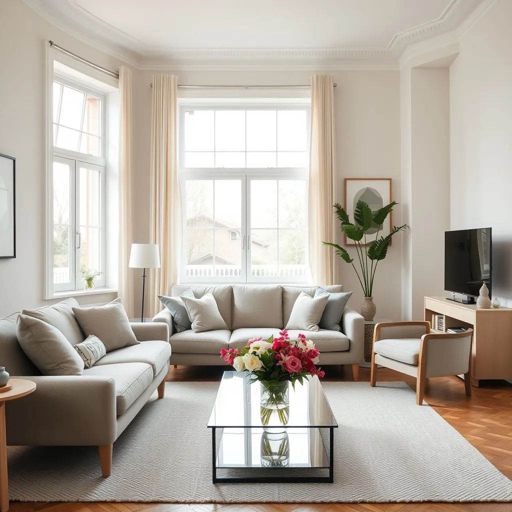 Un salon lumineux et épuré grâce au home staging séduit davantage les visiteurs