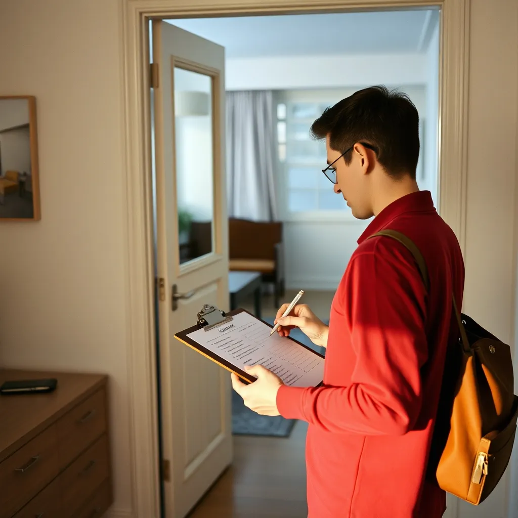 Rédaction de l'inventaire du mobilier lors de l'état des lieux d'entrée