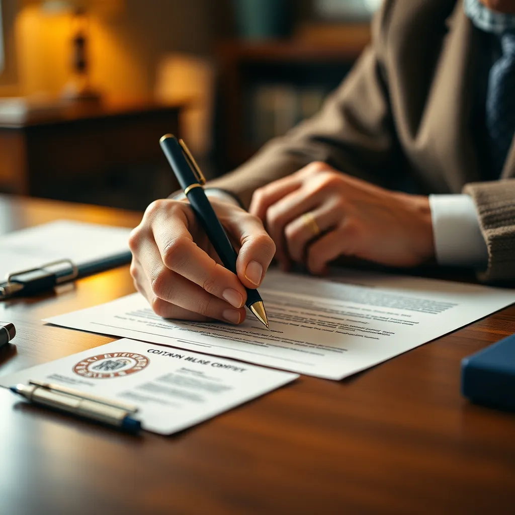 La signature d'un acte de vente en viager chez le notaire