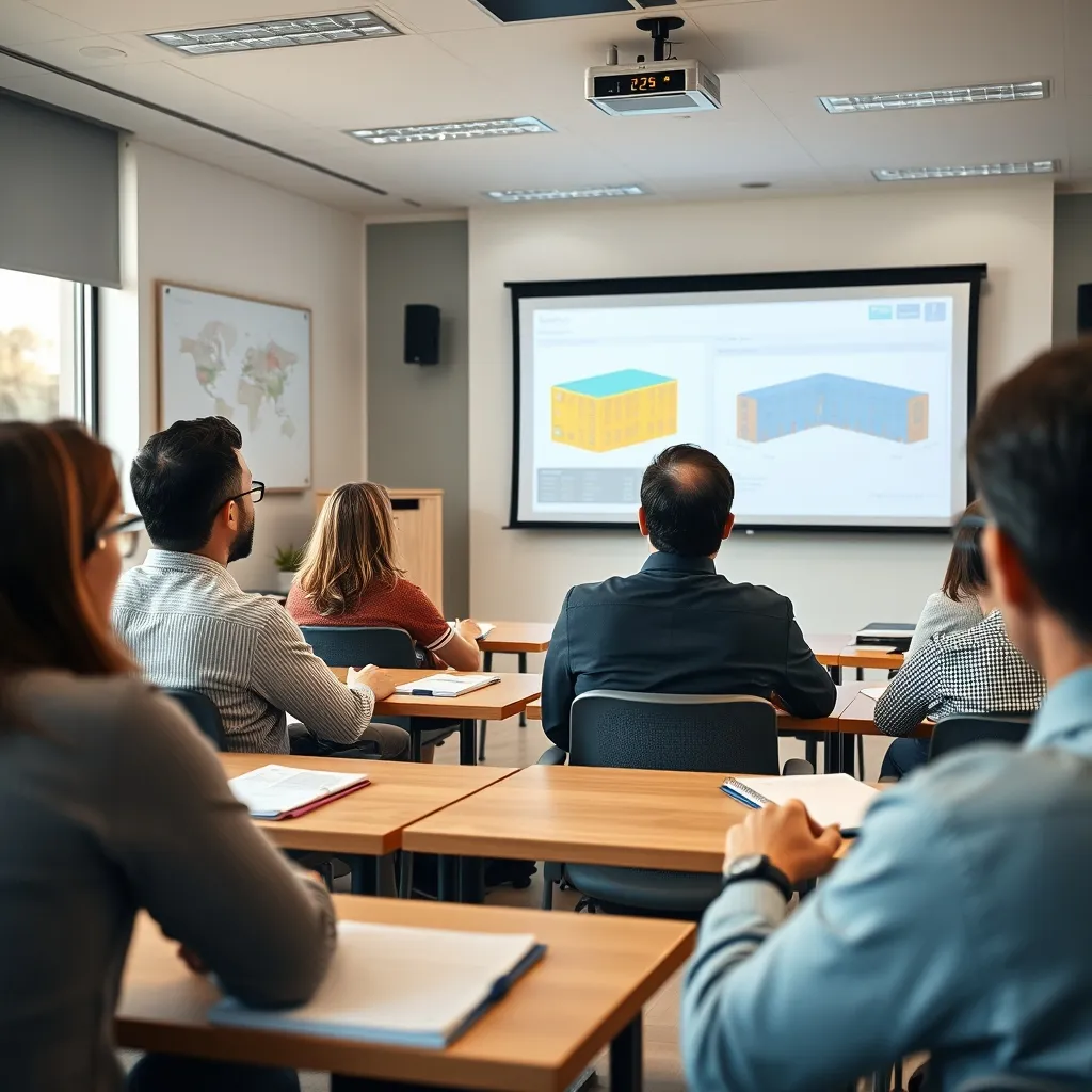 Une session de formation en audit énergétique réunit des professionnels du bâtiment en salle de cours